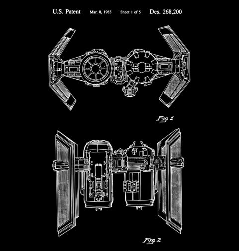Obrázek produktu Pánská mikina Stíhačka Darth Vadera Patent G. W. Lucas