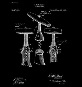 Obrázek 2 produktu Pánské tričko Otvírák na víno Patent T. M. Strait