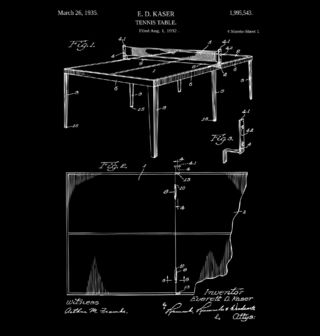 Obrázek 2 produktu Pánské tričko Stůl na Stolní Tenis Patent E. D. Kaser