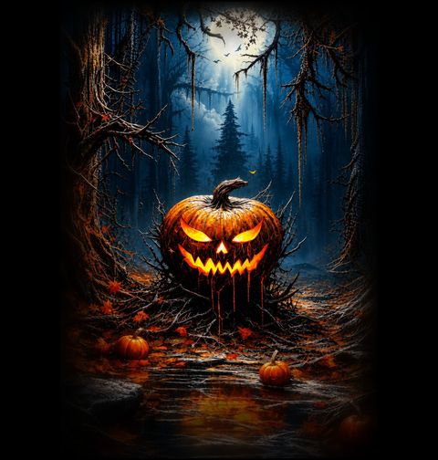 Obrázek produktu Dámské tričko Dýně v Halloweenském Lese