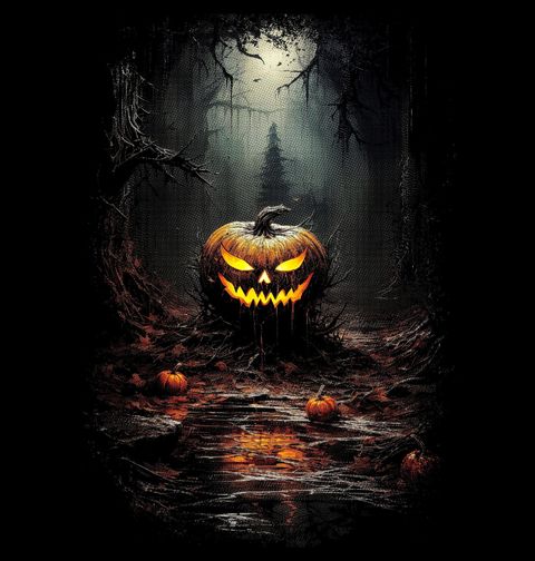 Obrázek produktu Dámské tričko Dýně v Halloweenském Lese