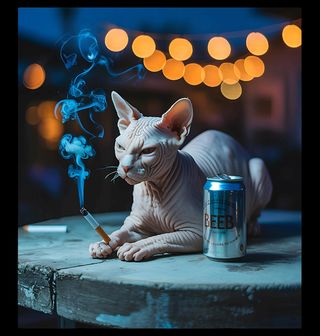 Obrázek 2 produktu Pánské tričko Kočka Sphynx v Nočním Baru