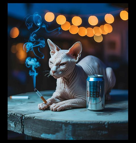 Obrázek produktu Pánské tričko Kočka Sphynx v Nočním Baru