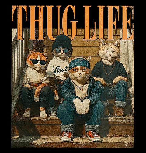 Obrázek produktu Pánské tričko Kočičí Gang z Ulice Thug Life