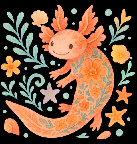 Obrázek produktu Pánské tričko Květinový Axolotl mexický