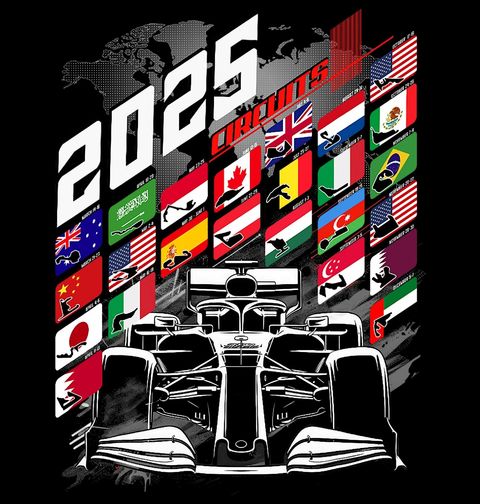 Obrázek produktu Pánské tričko 24 tratí Formule 1 2025