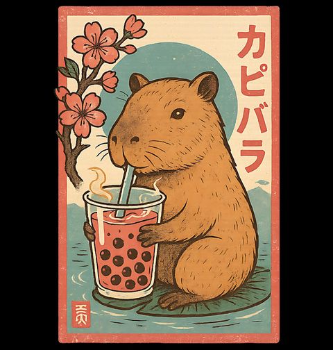Obrázek produktu Pánské tričko Japonská Kapybara s Bubble Tea