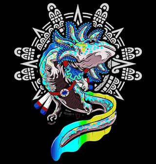 Obrázek 2 produktu Pánské tričko Aztécký Válečník Axolotl