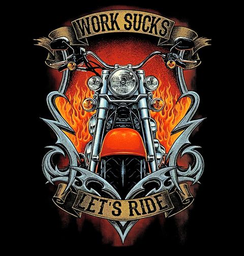 Obrázek produktu Pánské tričko Motorkářská svoboda Work Sucks, Let’s Ride