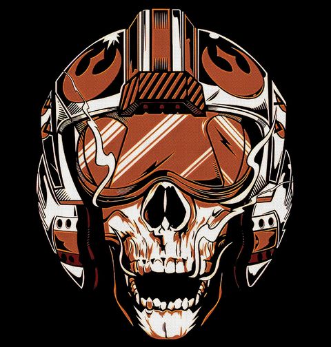 Obrázek produktu Dámské tričko Lebka Pilotů Rebel Gold Leader Skull