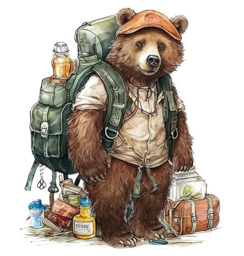 Obrázek produktu Pánské tričko Medvěd na Výpravě Hiking Bear