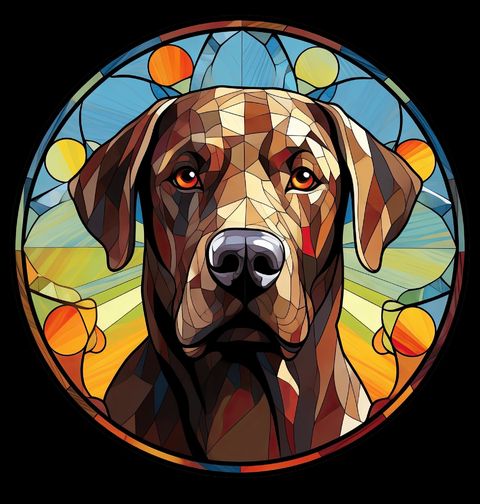 Obrázek produktu Dámské tričko Hnědý Labrador ve Vitráži Stained Glass