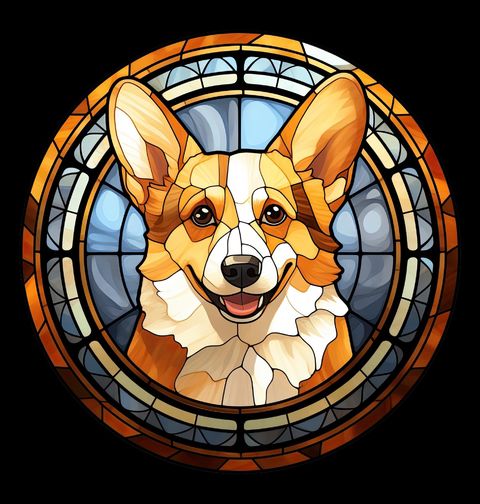 Obrázek produktu Dámské tričko Corgi ve Vitráži Stained Glass