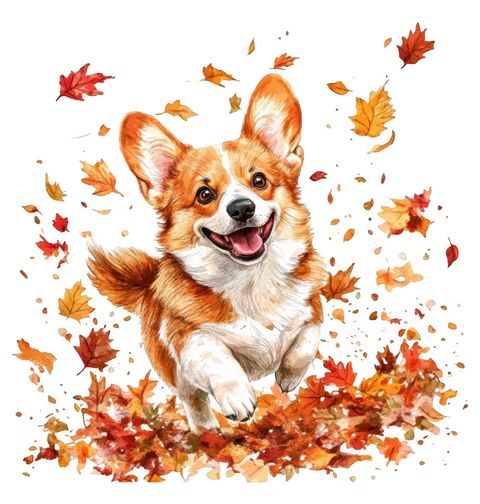 Obrázek produktu Dětské tričko Podzimní Corgi v Listí