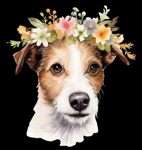 Obrázek produktu Dámské tričko Jack Russell teriér s Květinovou Korunou