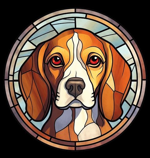 Obrázek produktu Dámské tričko Bígl ve Vitráži Stained Glass