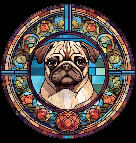 Obrázek produktu Dámské tričko Mops ve Vitráži Stained Glass