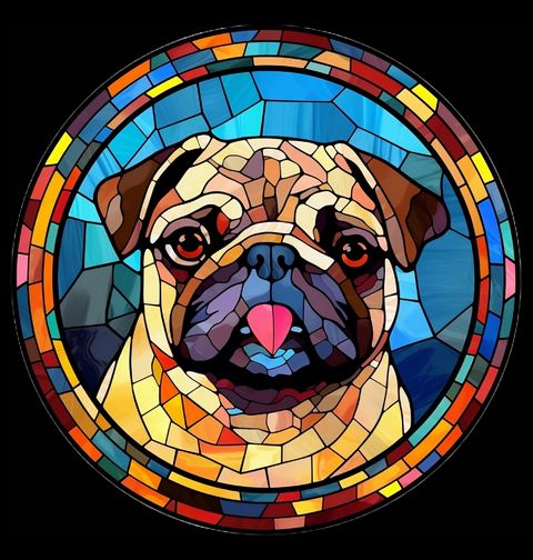 Obrázek produktu Dámské tričko Mopsí Vitráž Stained Glass