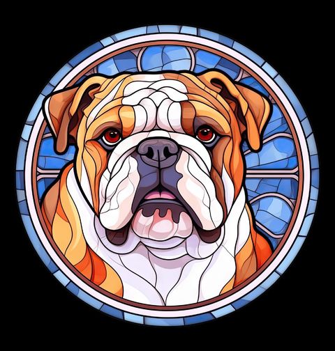 Obrázek produktu Pánské tričko Anglický buldok ve Vitráži Stained Glass