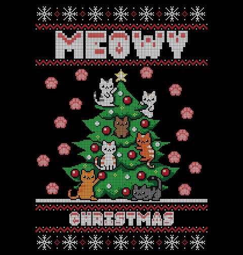 Obrázek produktu Dámské tričko Kočičí Vánoce Meowy Christmas Ugly Sweater