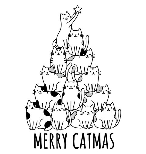 Obrázek produktu Dámské tričko Kočičí Stromeček Merry Catmas