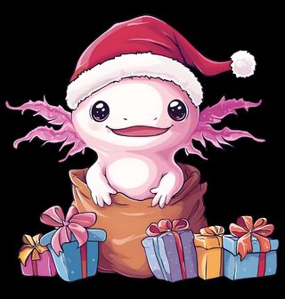 Obrázek 2 produktu Dámské tričko Vánoční Axolotl v Pytli Dárků