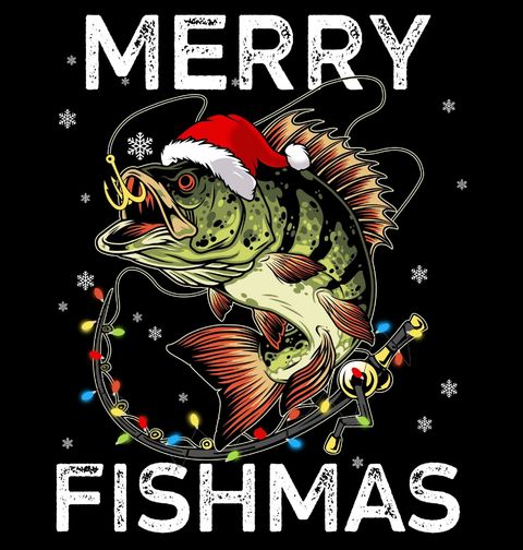 Obrázek produktu Pánská mikina Vánoční Ryba na Háčku Merry Fishmas
