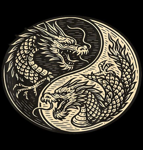 Obrázek produktu Pánské tričko Jin a Jang Drak Yin Yang Dragon