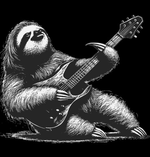 Obrázek produktu Pánské tričko Rockový Lenochod s Kytarou