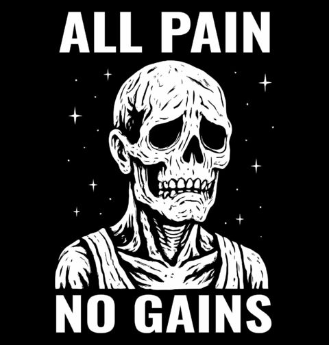 Obrázek produktu Pánské tričko Vyhublý Kostlivec All pain, no gains