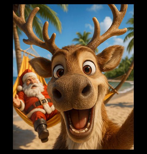 Obrázek produktu Pánské tričko Sob a Santa u moře Selfie z Dovolené