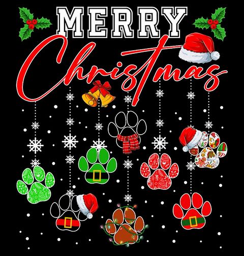 Obrázek produktu Dámské tričko Vánoční Tlapky Merry Christmas
