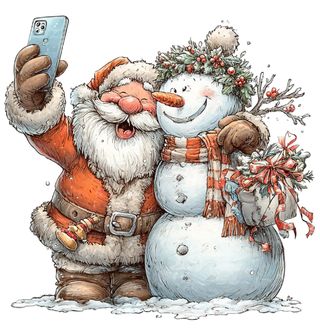 Obrázek 2 produktu Pánské tričko Selfie Santy a Sněhuláka