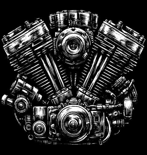 Obrázek produktu Pánské tričko Dvouválcový Motor V-Twin Engine