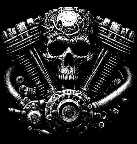 Obrázek produktu Dámské tričko Lebka v Motoru V-Twin Engine