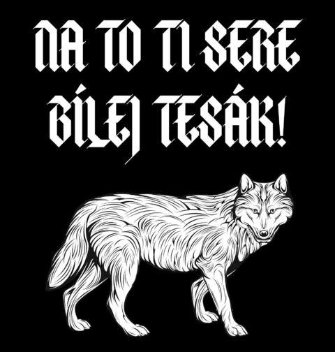 Obrázek produktu Pánské tričko Vlčí hláška Na to ti sere bílej tesák!