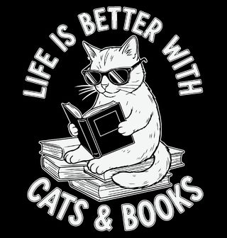 Obrázek 2 produktu Dámské tričko Kočka s Knihou Life is better with cats & books