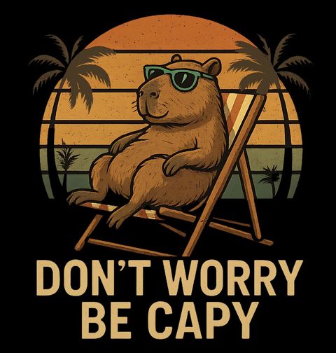 Obrázek produktu Pánské tričko Kapybara na Lehátku Don’t worry, be capy