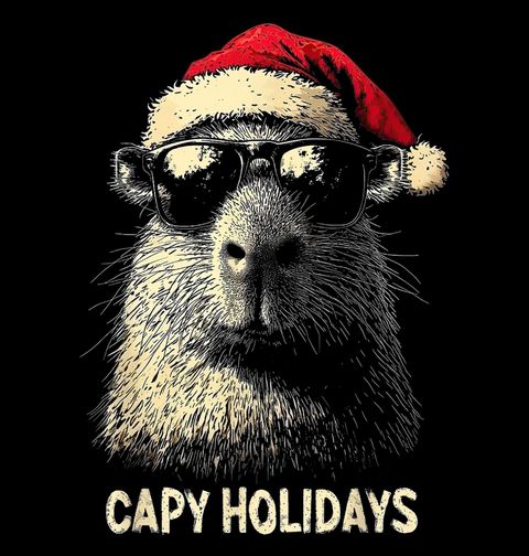 Obrázek produktu Dámské tričko Vánoční Kapybara Capy Holidays