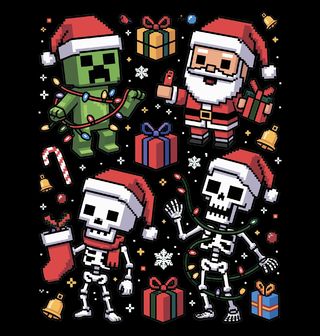 Obrázek 2 produktu Pánské tričko Vánoční Minecraft Santa a Creeper