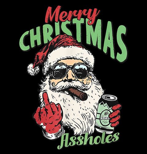 Obrázek produktu Dámské tričko Drsný Santa s Doutníkem Merry Christmas Assholes