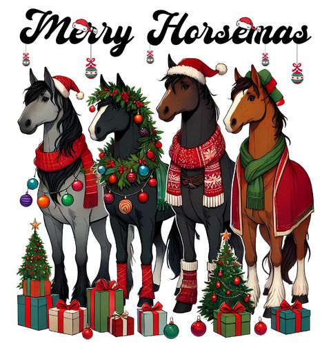 Obrázek produktu Dámské tričko Vánoční Koně Merry Horsemas