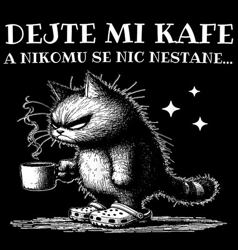 Obrázek produktu Pánské tričko Ospalá Kočka Dejte mi kafe a nikomu se nic nestane...