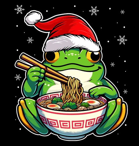 Obrázek produktu Dámské tričko Vánoční Žába a Ramen