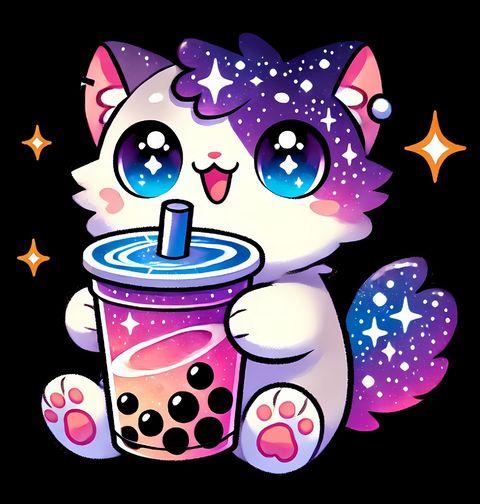 Obrázek produktu Pánská mikina Vesmírná Kočka s Bubble Tea