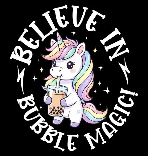 Obrázek produktu Dámské tričko Jednorožec s Bubble Tea Believe in bubble magic