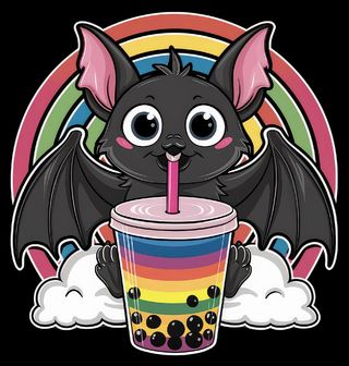 Obrázek 2 produktu Dámské tričko Duhový Netopýr s Bubble Tea