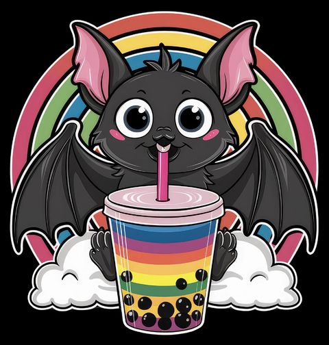 Obrázek produktu Pánské tričko Duhový Netopýr s Bubble Tea