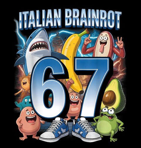 Obrázek produktu Dětské tričko 67 v Teniskách Six Seven Italian Brainrot