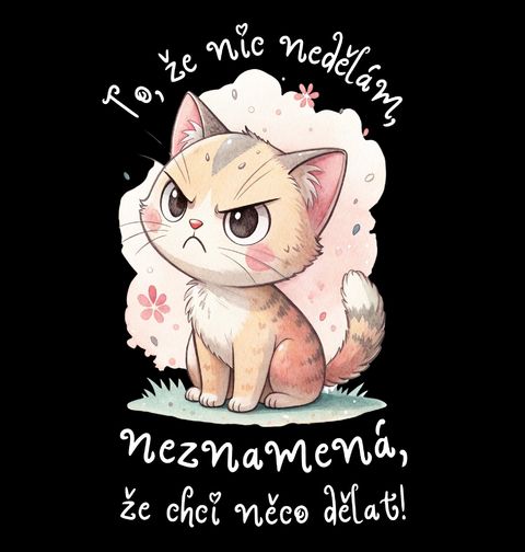 Obrázek produktu Pánské tričko Naštvaná Kočka To, že nic nedělám, neznamená, že chci něco dělat!